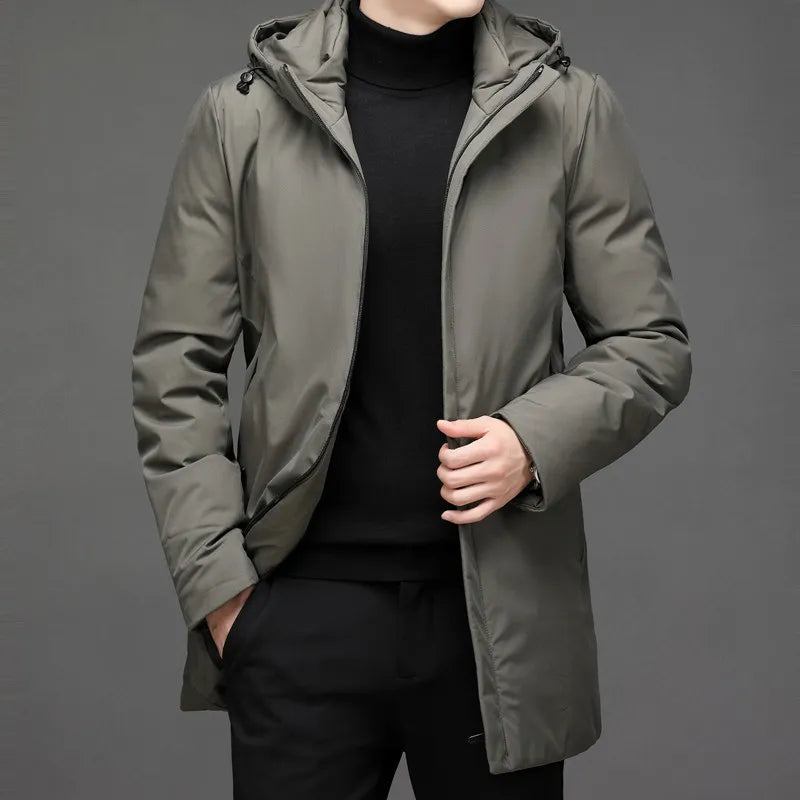 Classic Winter Puffer Jacket for Men with Hood and Zipper