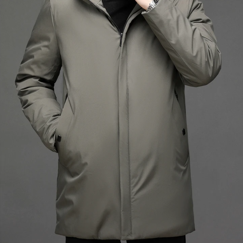 Classic Winter Puffer Jacket for Men with Hood and Zipper