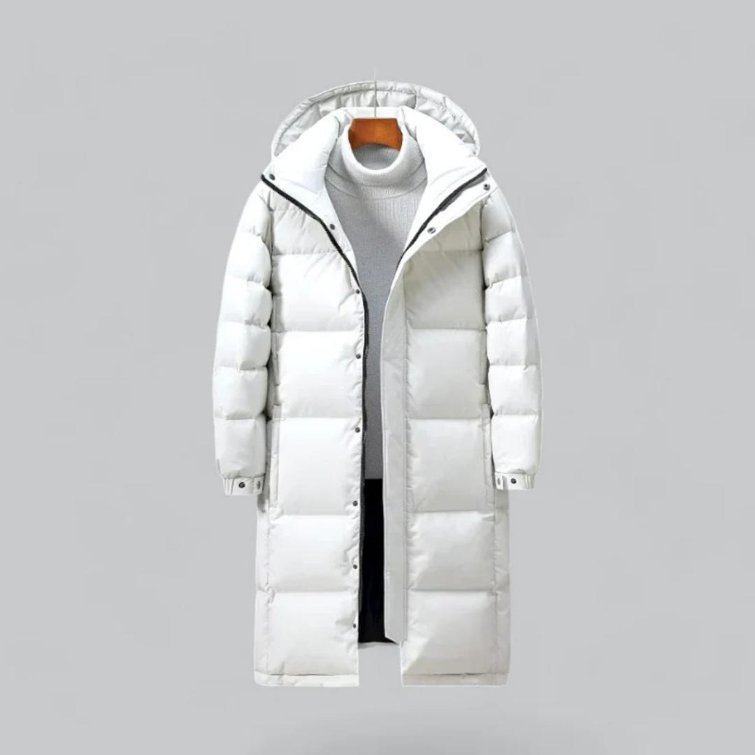 Men's Long Hooded Puffer Jacket for Warm Winter Comfort