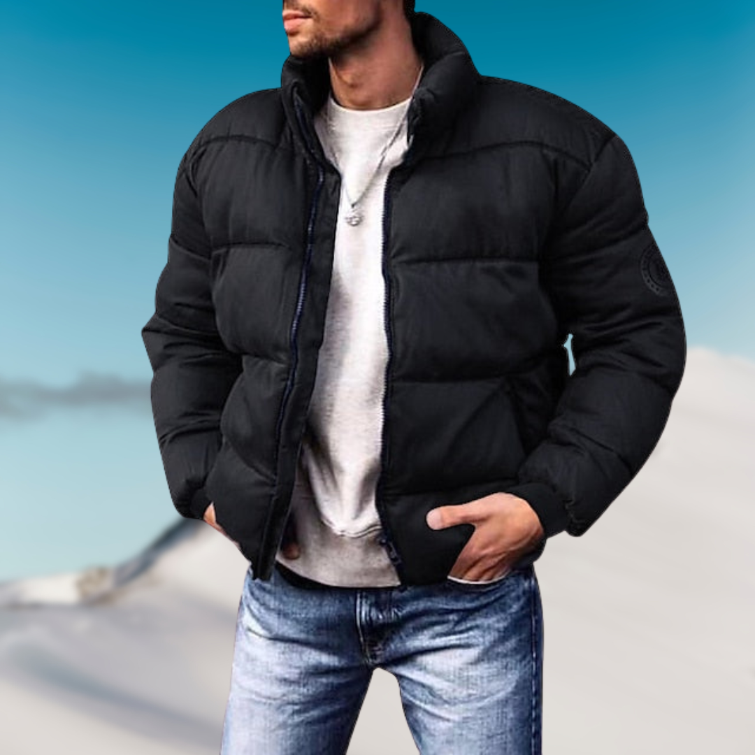 Classic Winter Puffer Jacket for Men with Modern Detailing