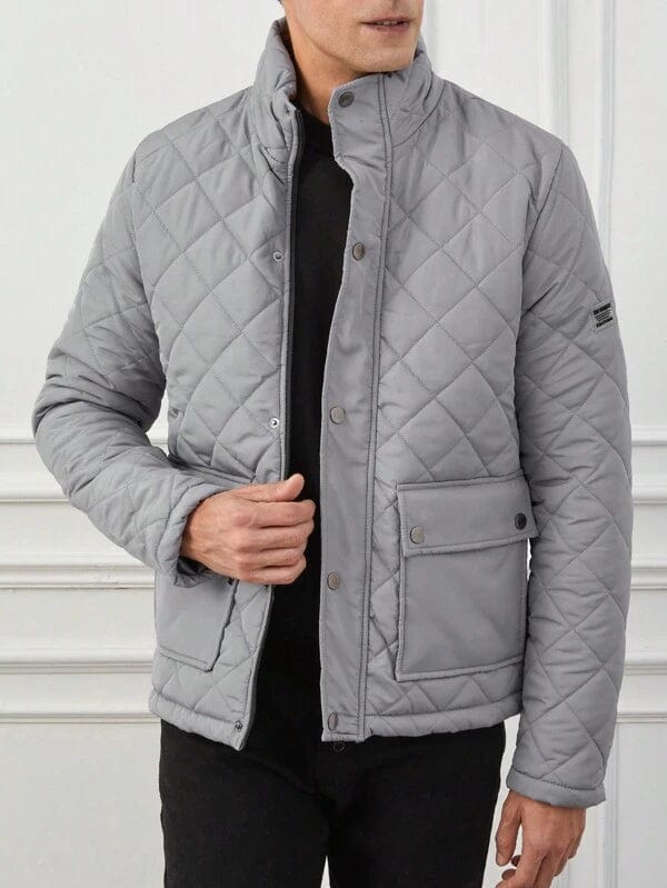 Classic Long-Sleeve Puffer Jacket for Men for Winter Comfort