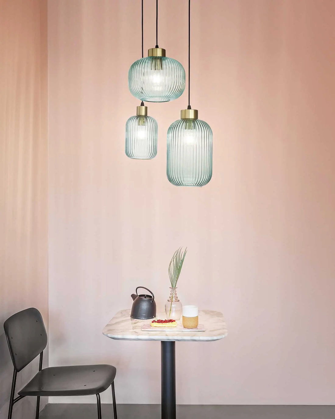 Ribbed Clear Glass Pendant Light