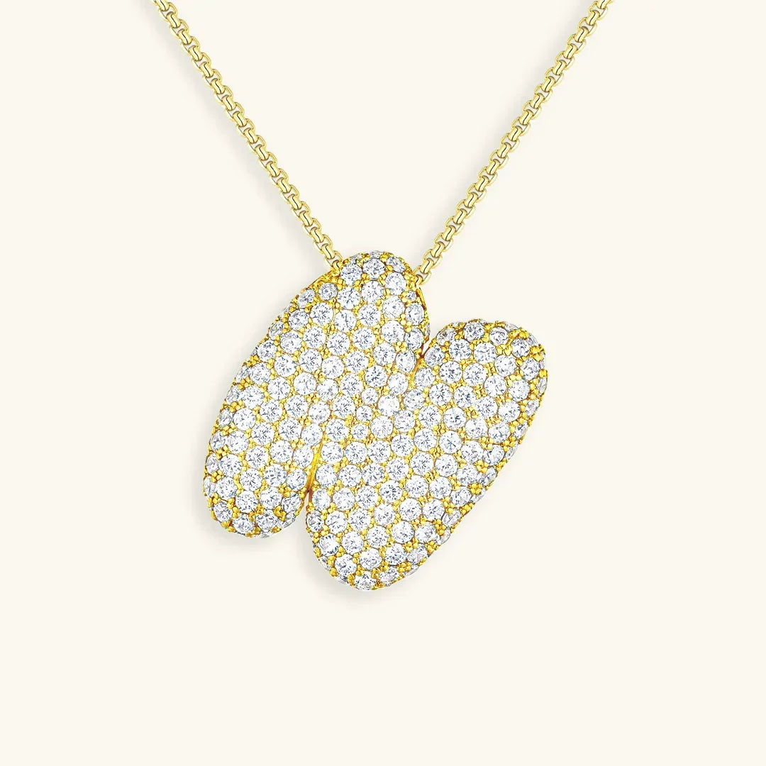 Initial Diamond Necklace with Bubble Design