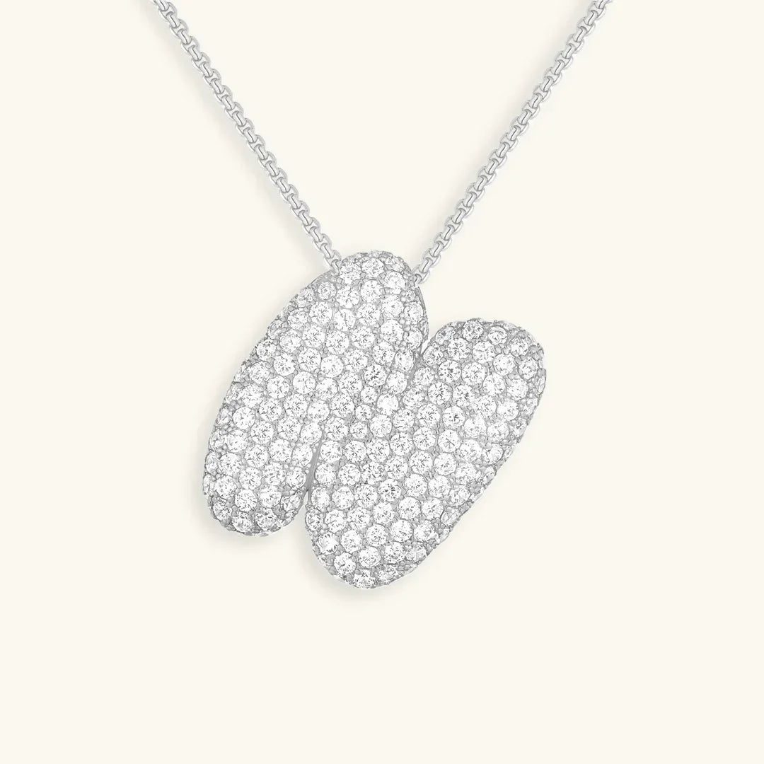 Initial Diamond Necklace with Bubble Design