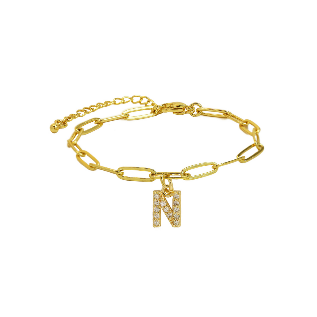 Natasha Paperclip Letter Initial Bracelet
