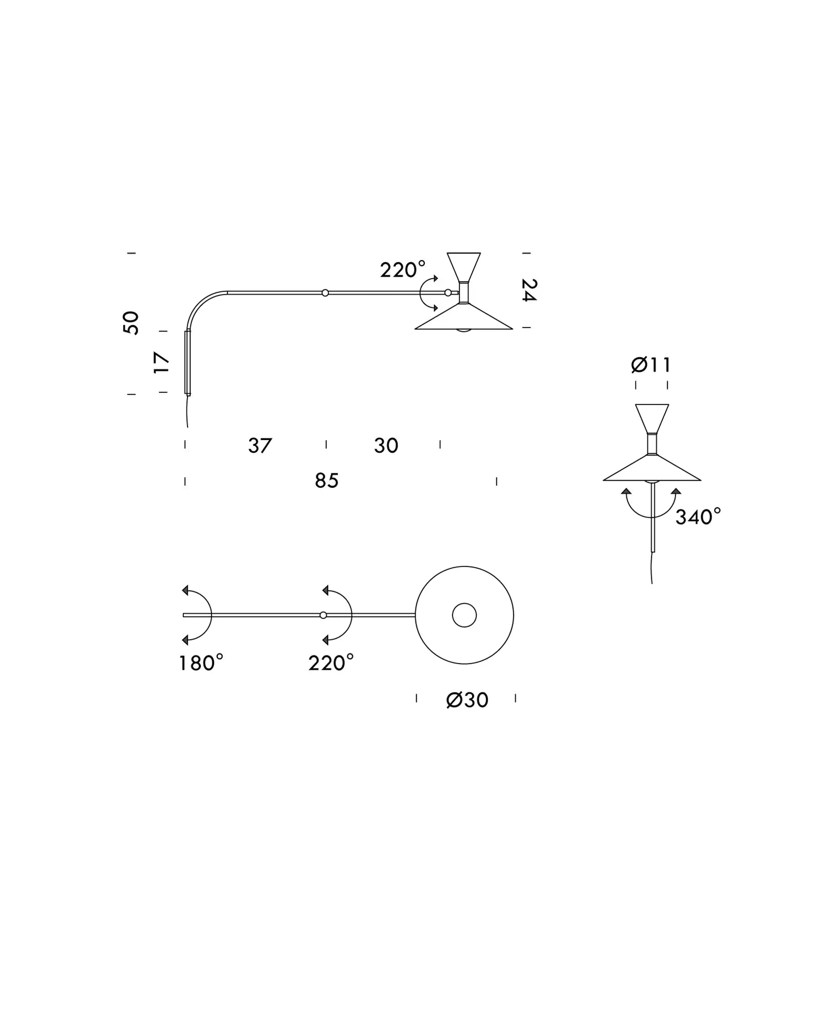 Adjustable Swing Arm Metal Wall Light