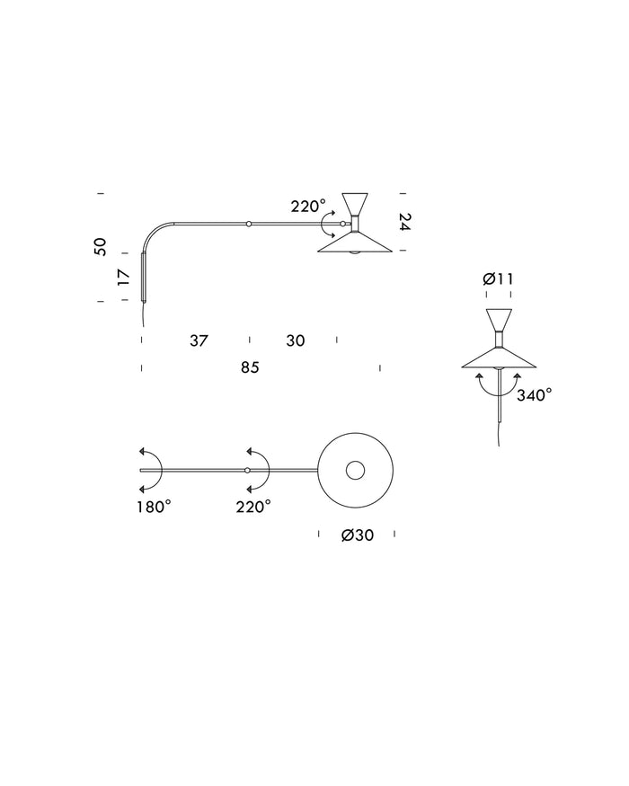 Adjustable Swing Arm Metal Wall Light