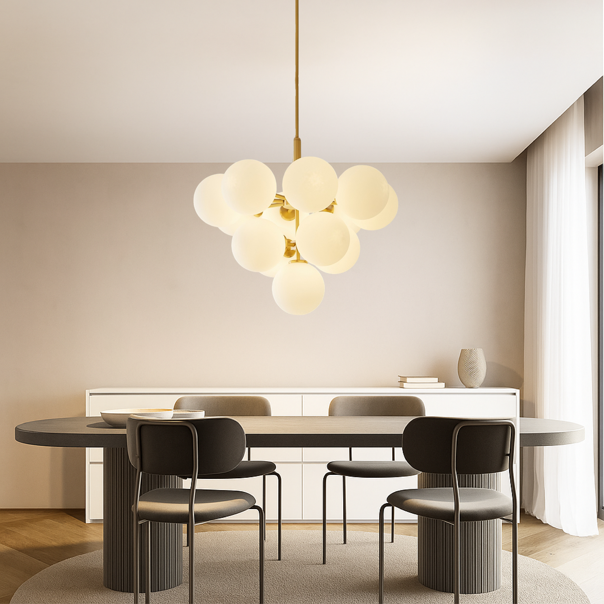 Luminous Ball Chandelier in Nordic Style with Modern Touch