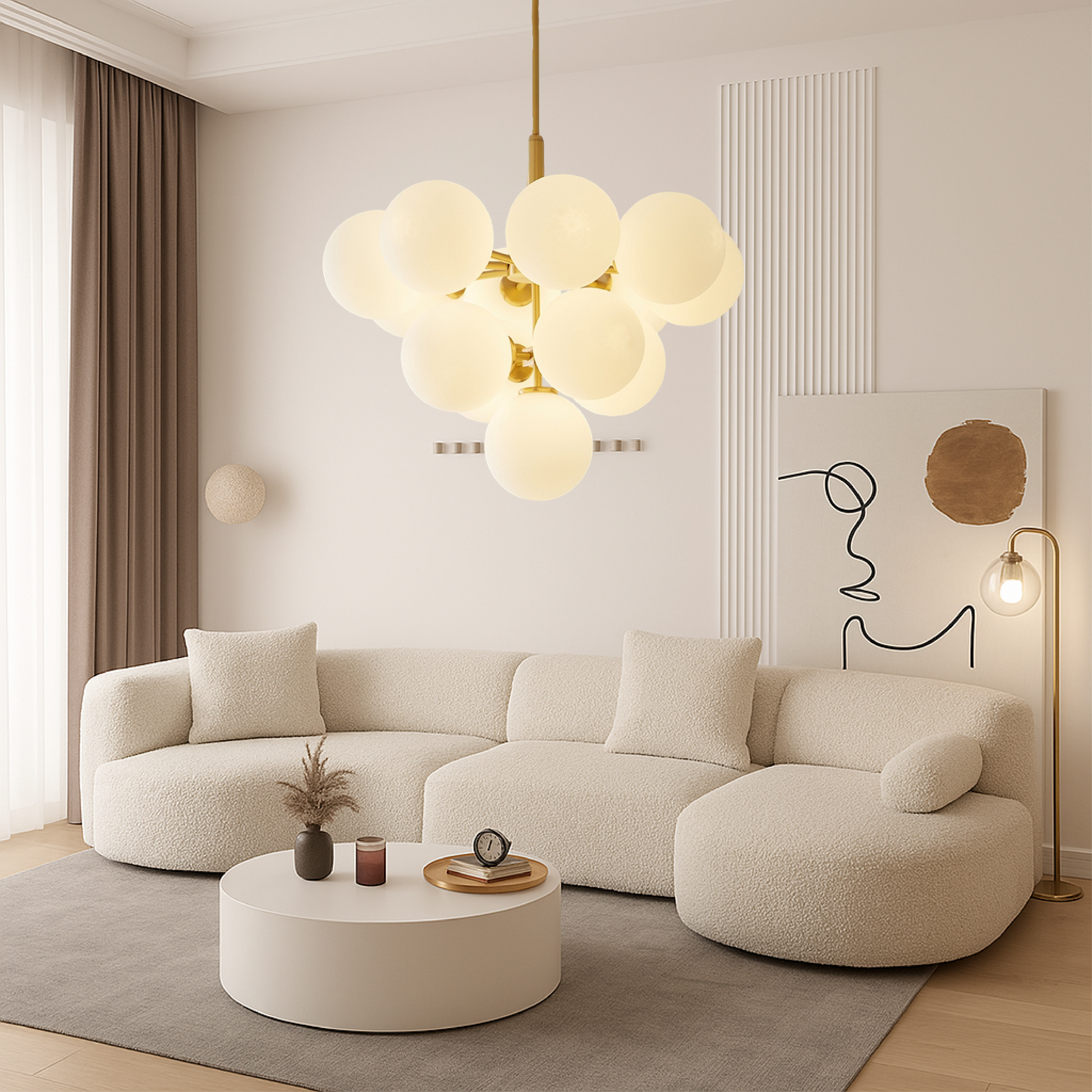 Luminous Ball Chandelier in Nordic Style with Modern Touch