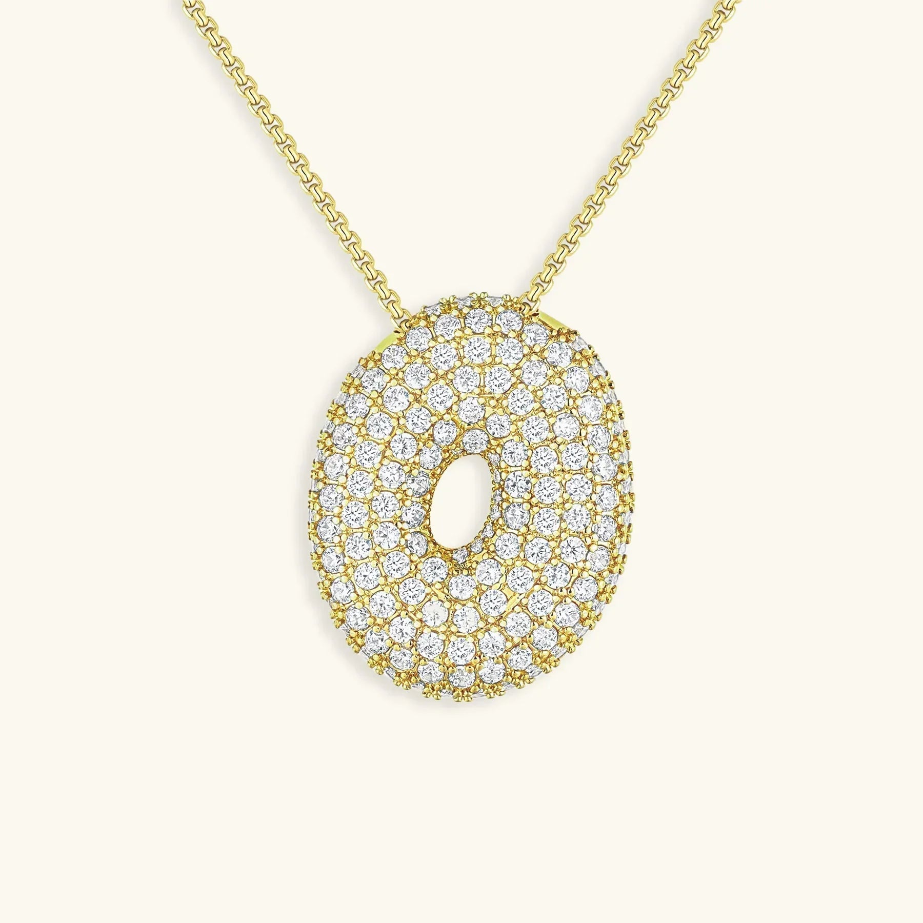 Initial Diamond Necklace with Bubble Design