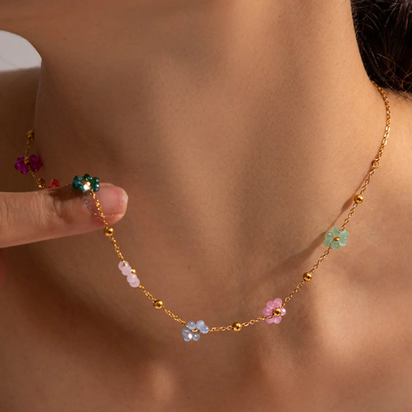Floral Gold Necklace with Marilyn Design