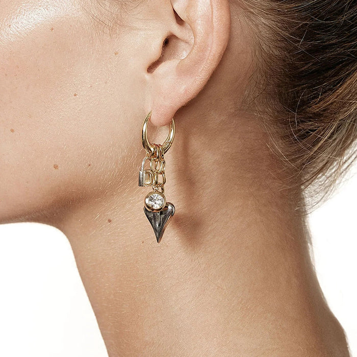 Heart and Lock Gold Earrings