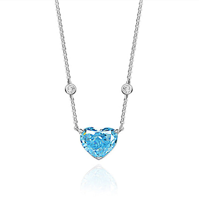 Ava - Ocean Blue Heart Zircon Sterling Silver Necklace