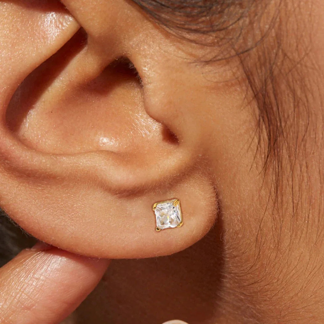 Gold Solitaire Earrings