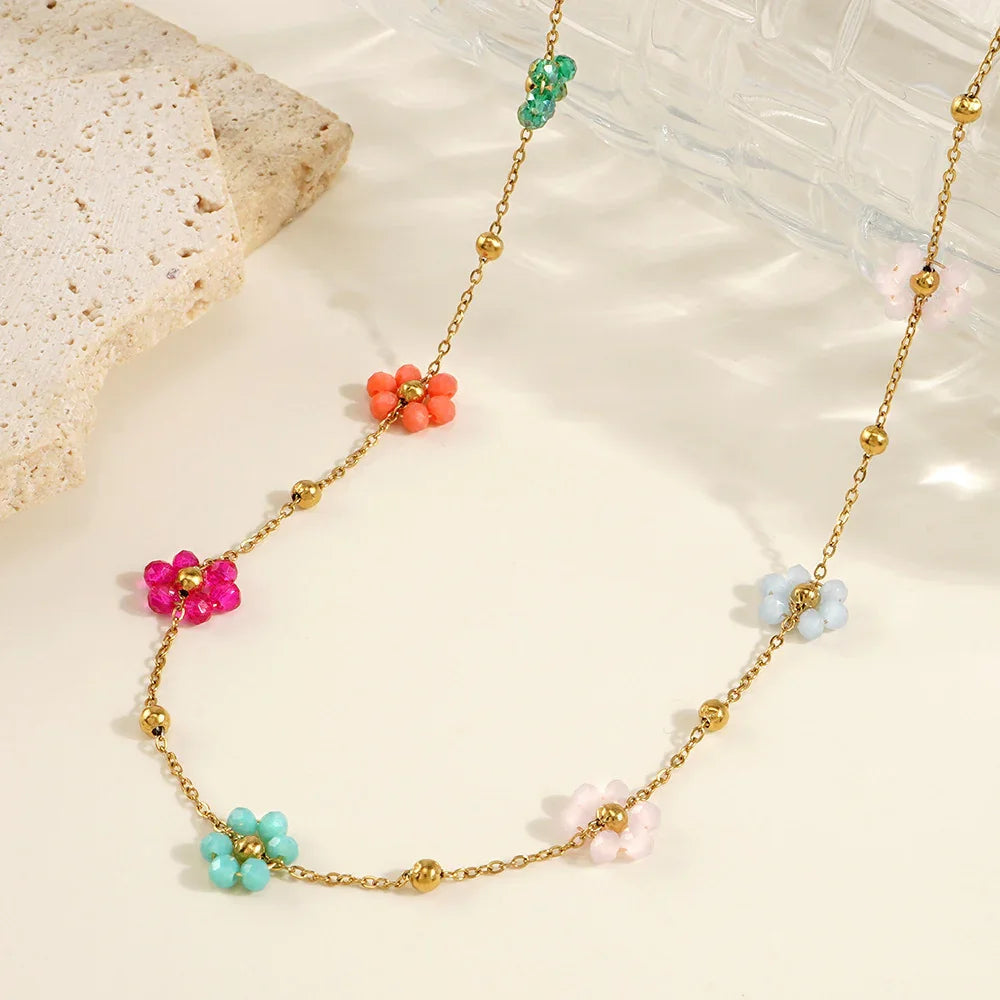 Floral Gold Necklace with Marilyn Design