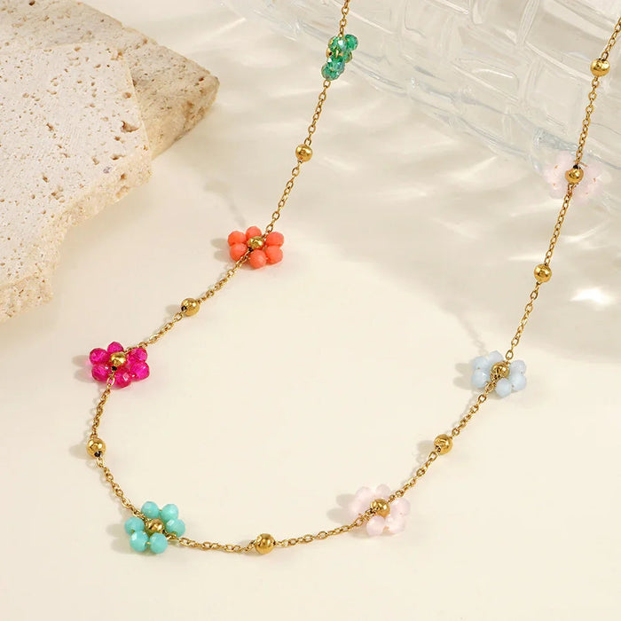 Floral Gold Necklace with Marilyn Design
