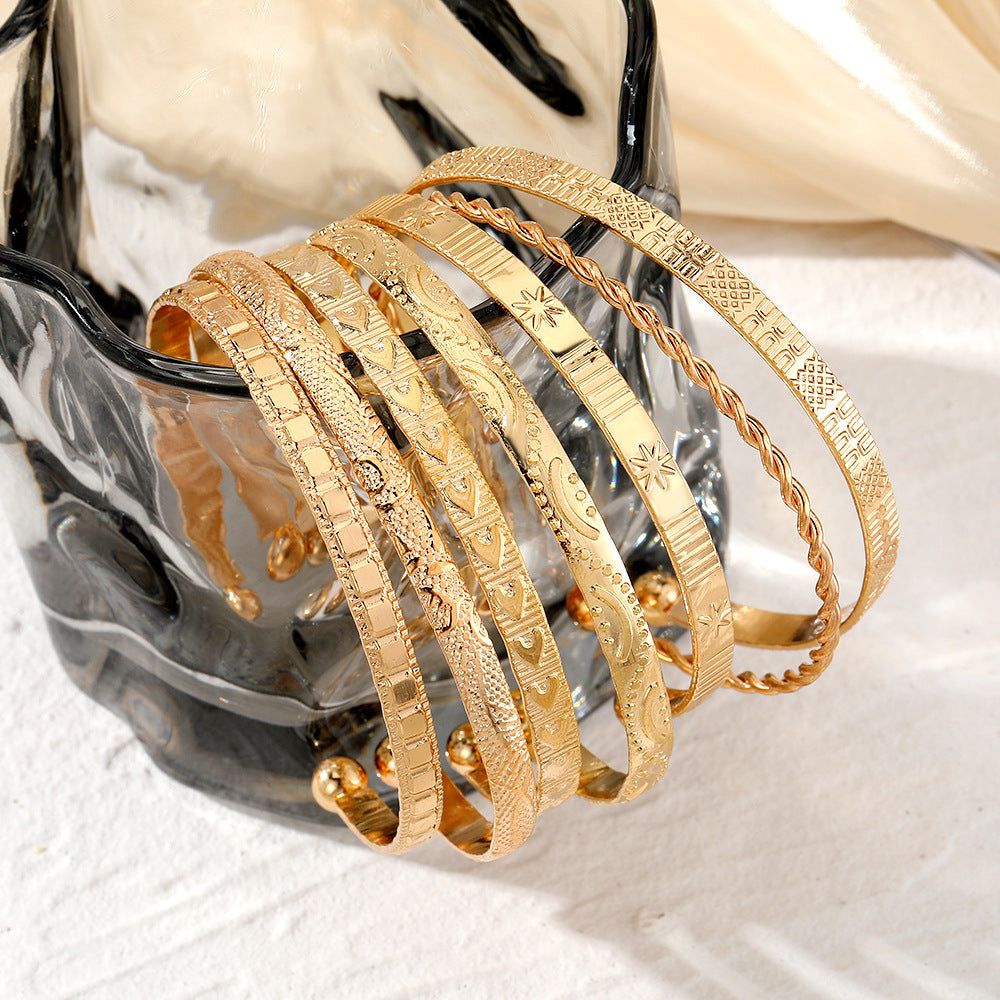 Georgia 7pc Adjustable Textured Cuff Stack