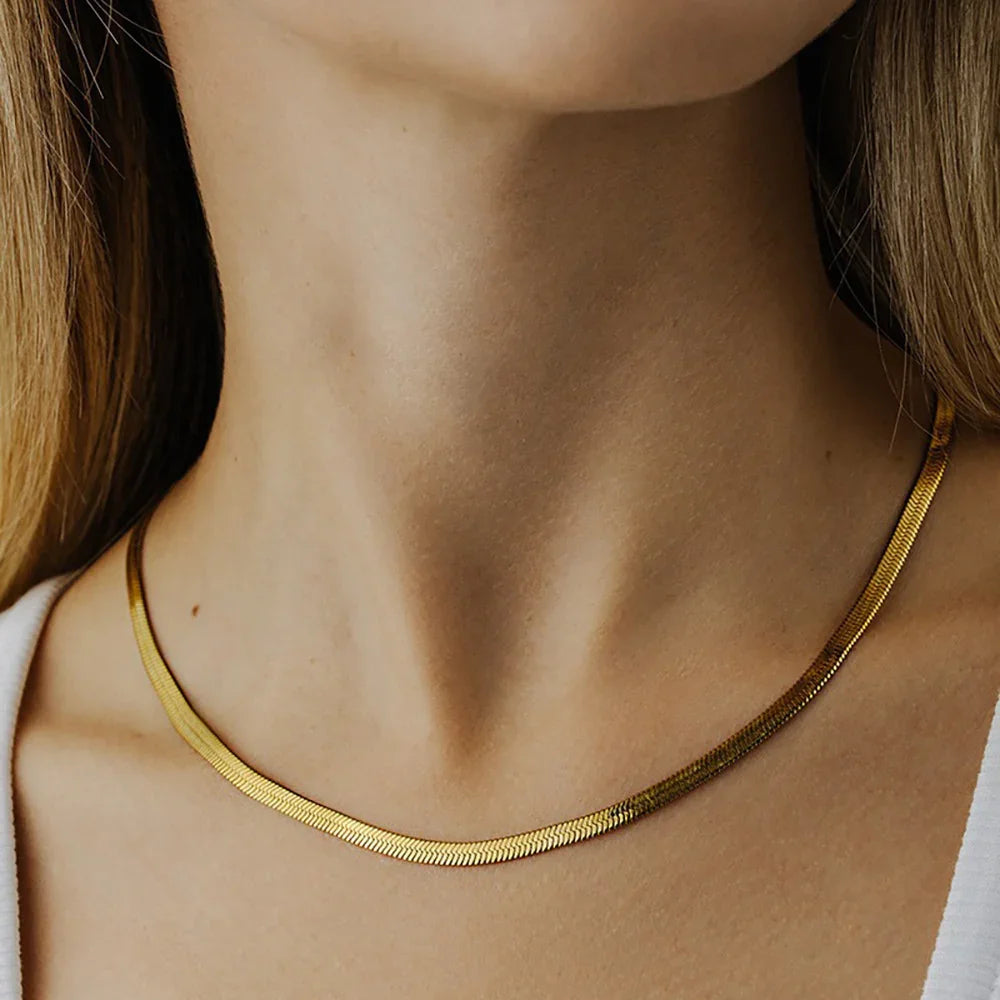 Gold Herringbone Necklace