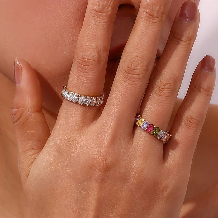 Diamond Simulant Gold Ring