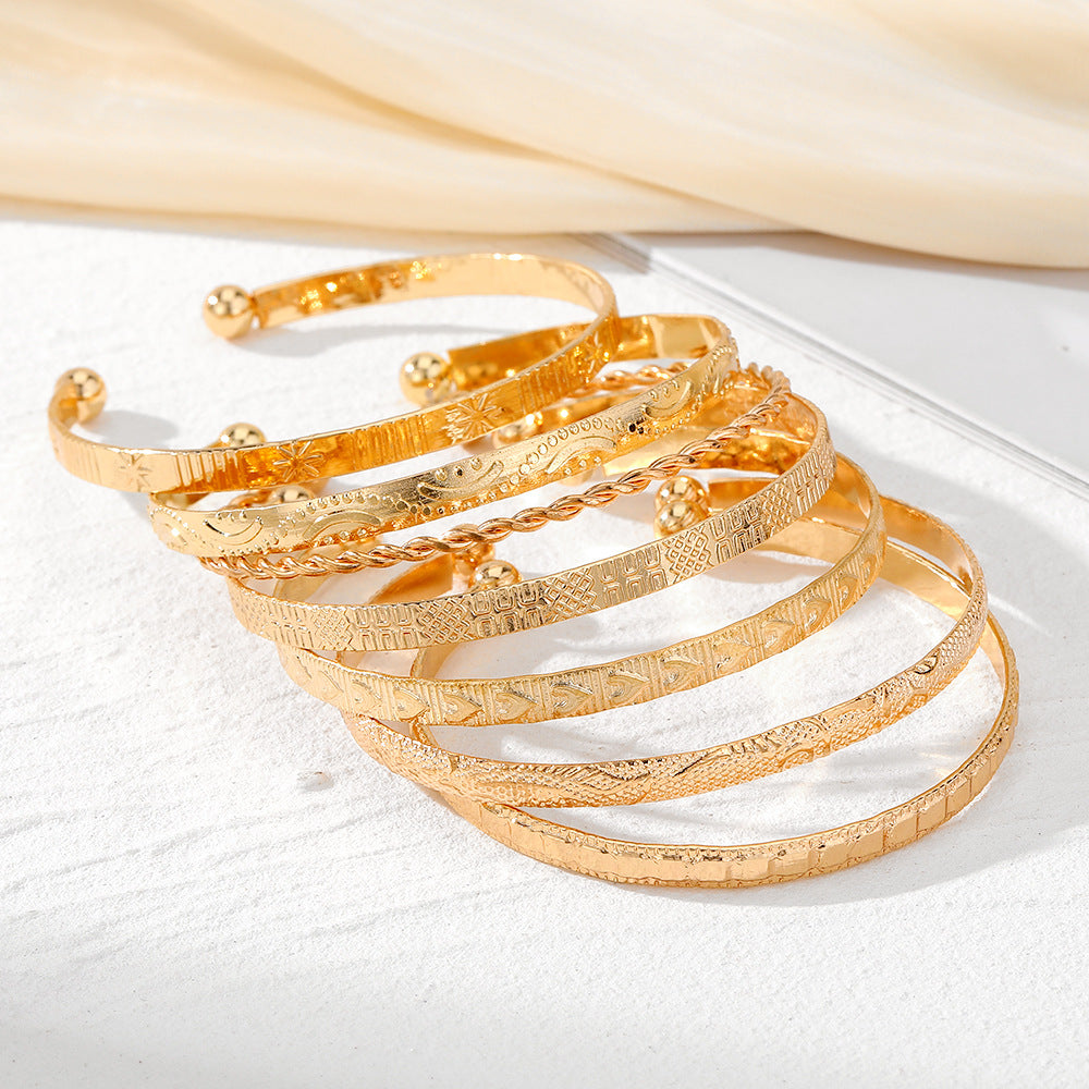 Georgia 7pc Adjustable Textured Cuff Stack