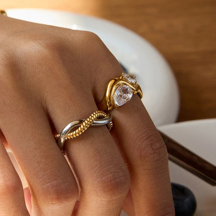Zora Diamond Teardrop Gold Ring