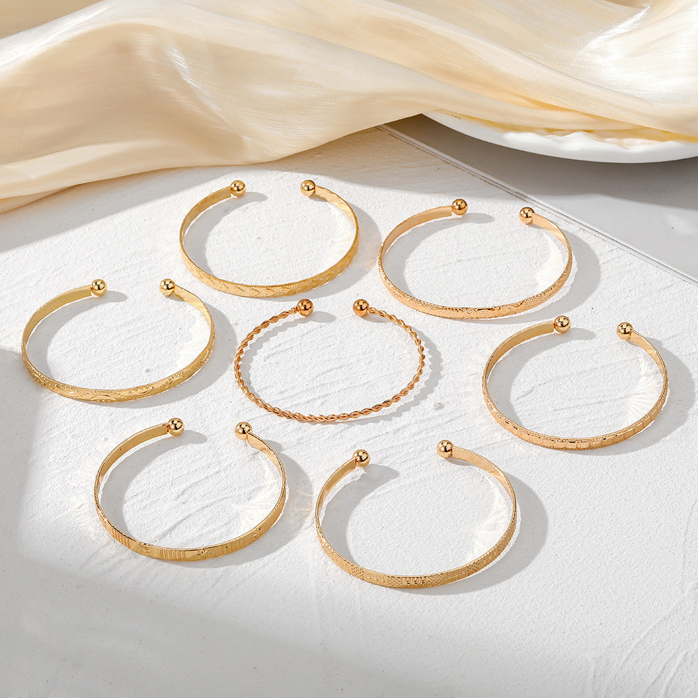 Georgia 7pc Adjustable Textured Cuff Stack