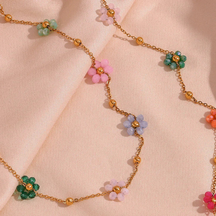 Floral Gold Necklace with Marilyn Design