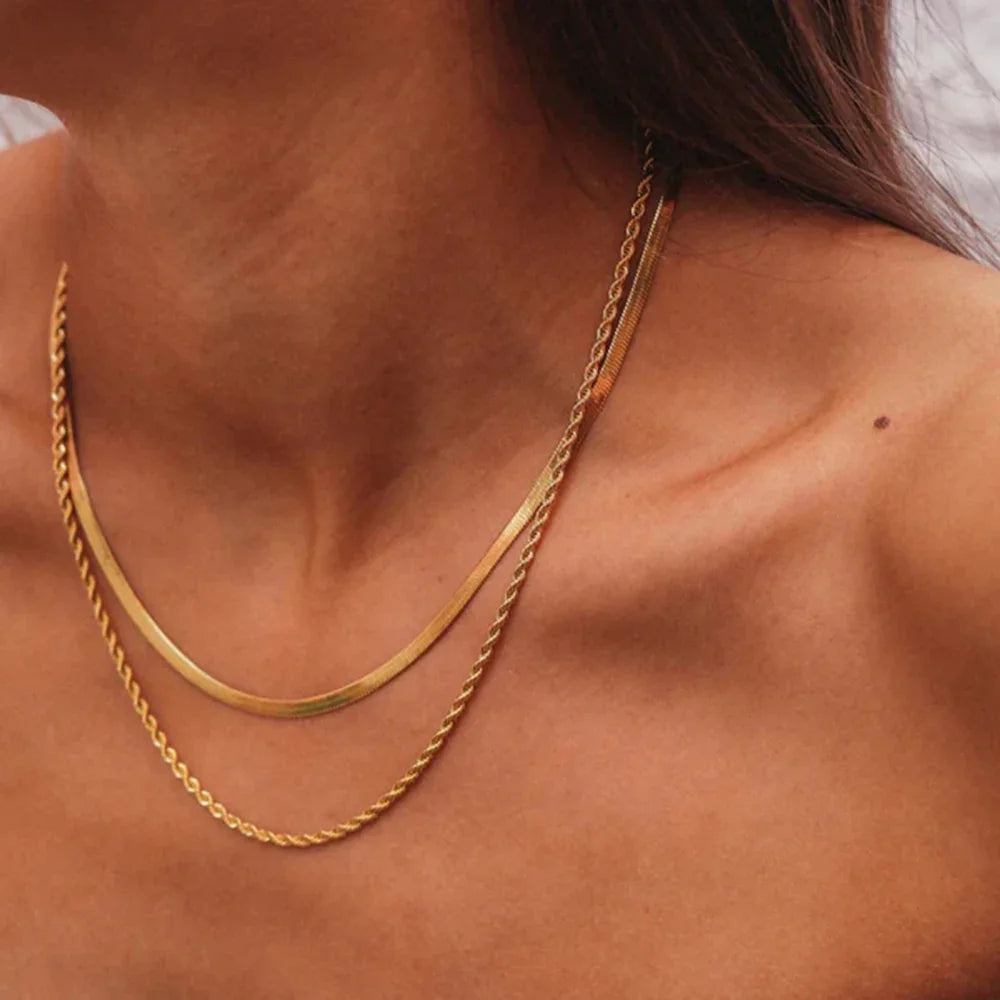 Layered Gold Chain Necklace