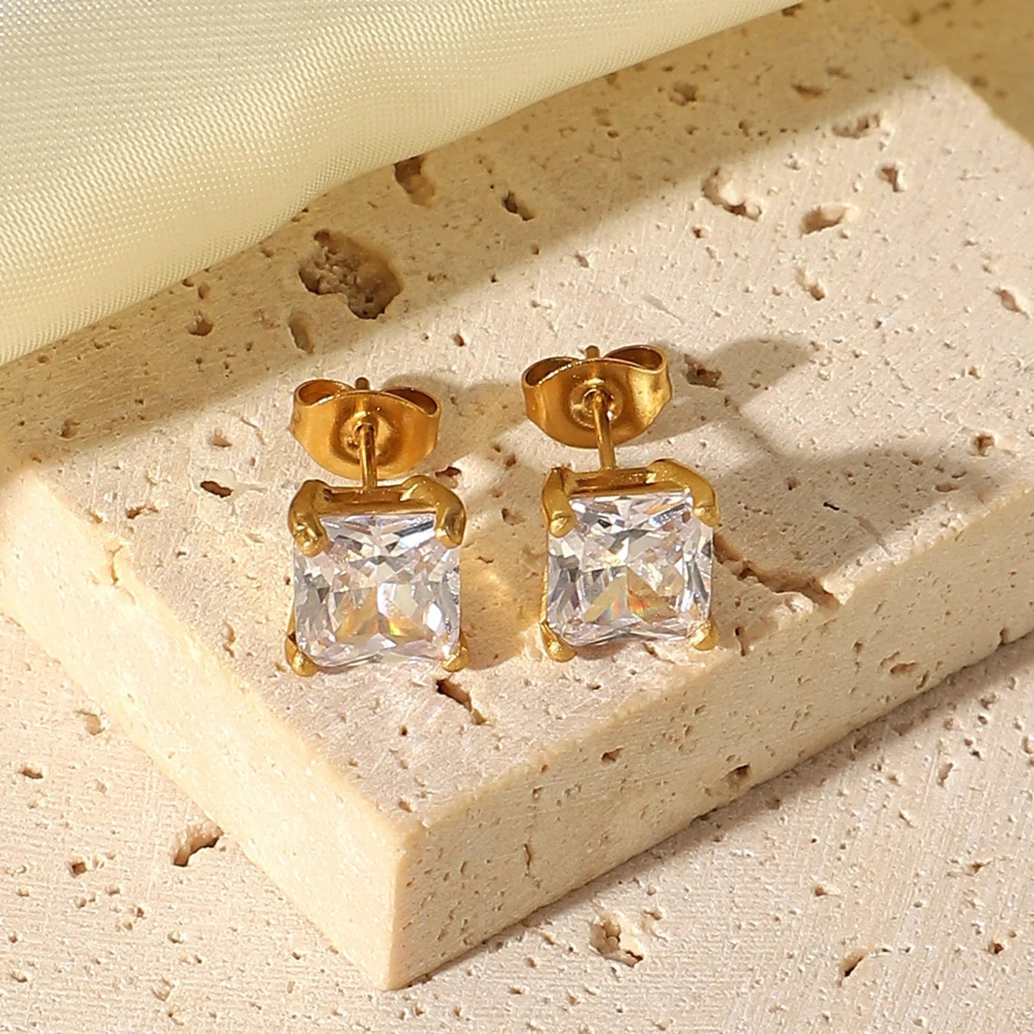 Gold Solitaire Earrings