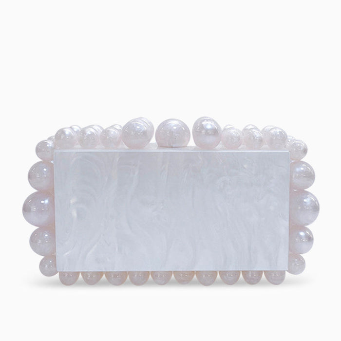 Jenna | Pearl Acrylic Clutch-Clutches-Urban Devyne-White-Urban Devyne