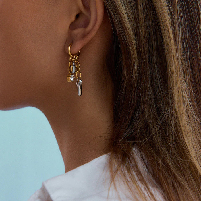 Heart and Lock Gold Earrings