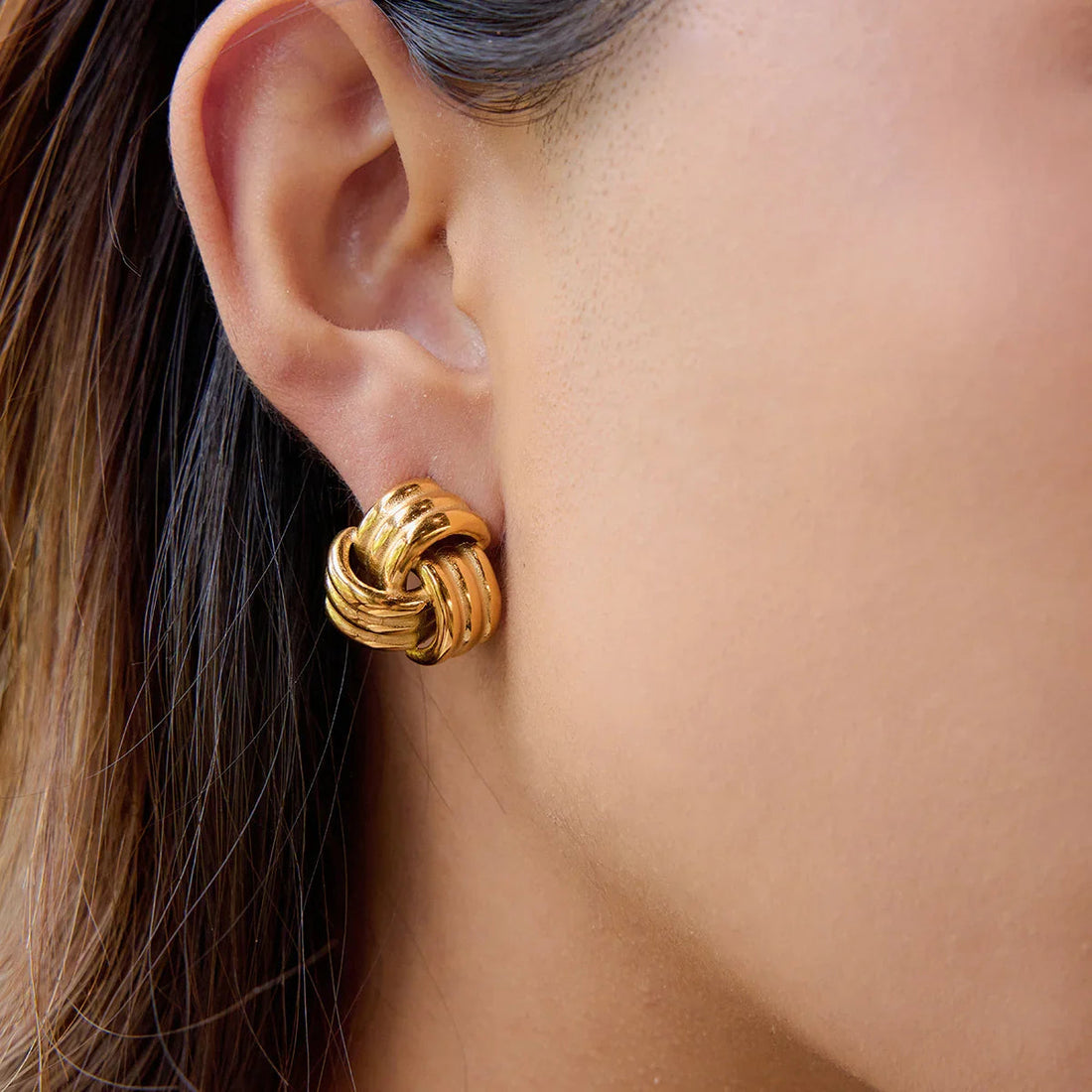 Chunky Gold Knot Earrings