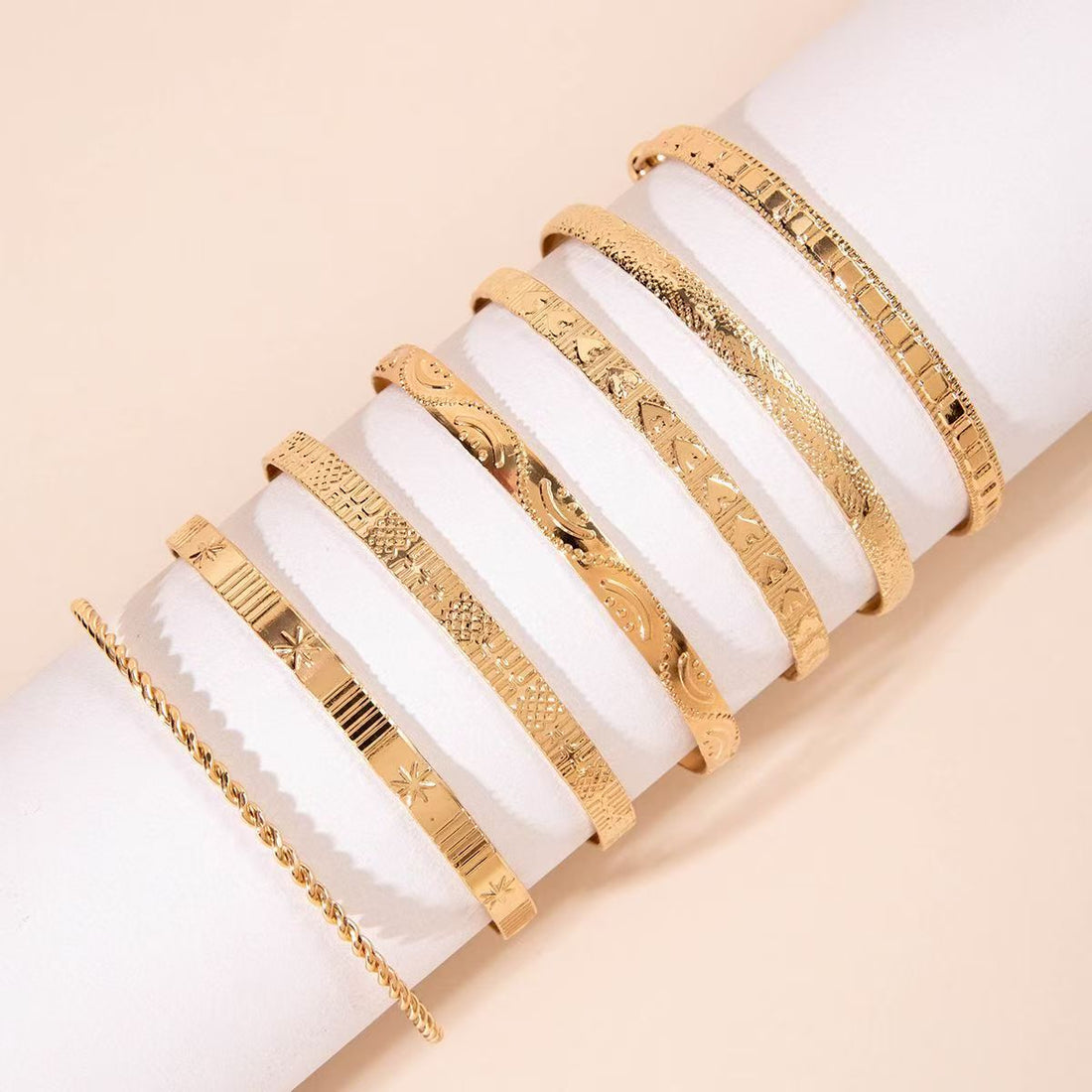 Georgia 7pc Adjustable Textured Cuff Stack
