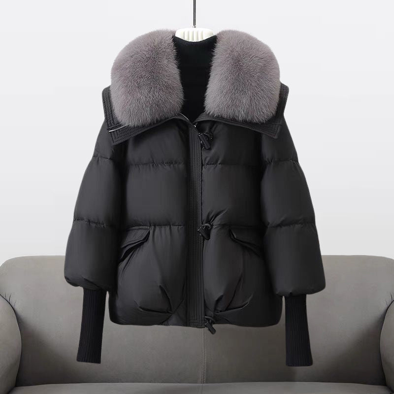 Short Coat with Padded Hood for Winter