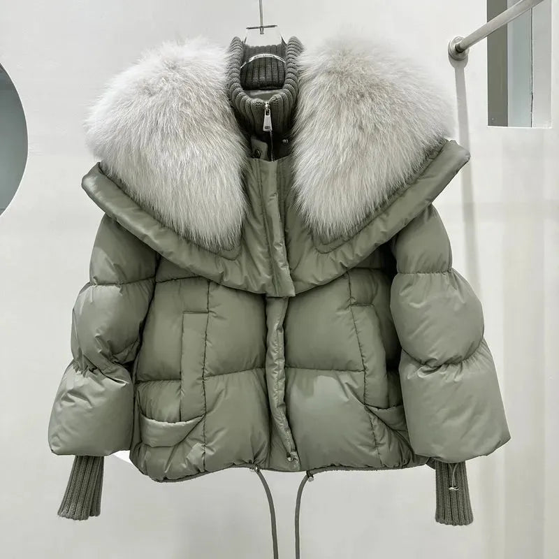 Short Coat with Padded Hood for Winter