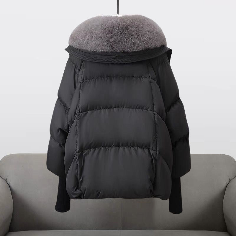 Short Coat with Padded Hood for Winter