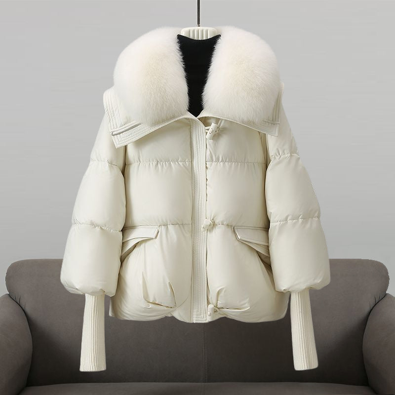 Short Coat with Padded Hood for Winter