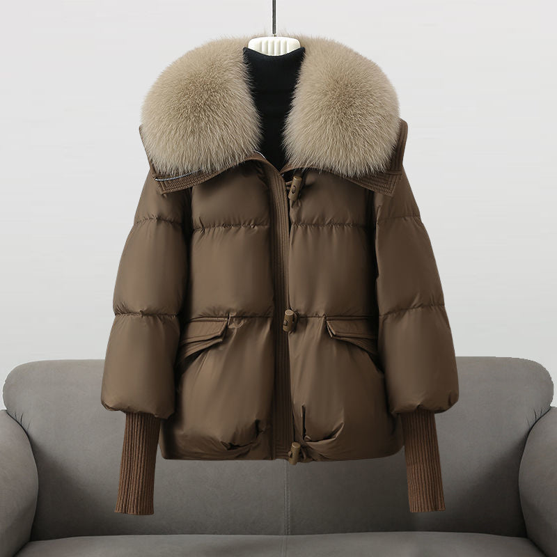 Short Coat with Padded Hood for Winter