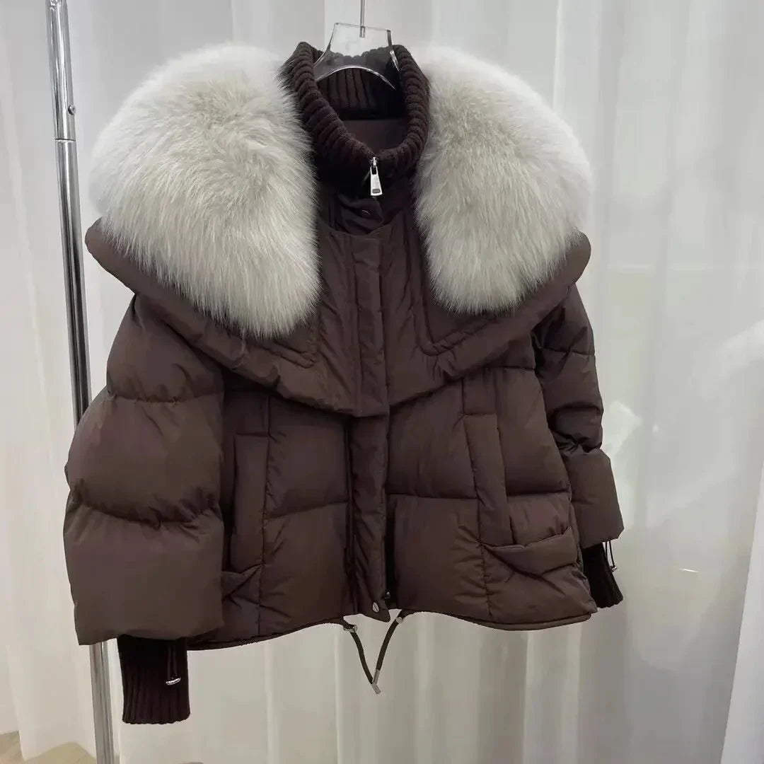 Short Coat with Padded Hood for Winter