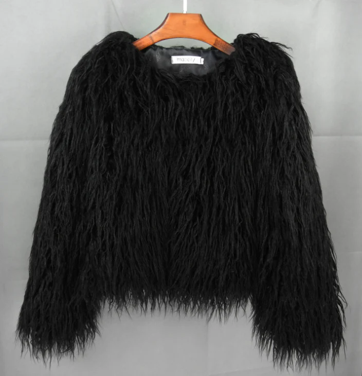 Cropped Oversized Faux Fur Jacket – Shaggy Texture for Fall and Winter Fashion-Coats & Jackets-Urban Devyne-Black-S-Urban Devyne