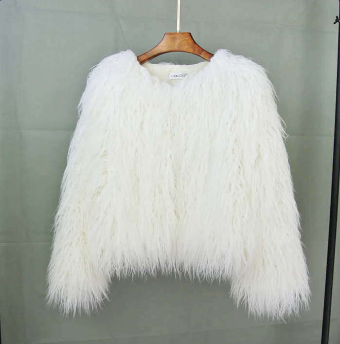 Cropped Oversized Faux Fur Jacket – Shaggy Texture for Fall and Winter Fashion-Coats & Jackets-Urban Devyne-White-S-Urban Devyne