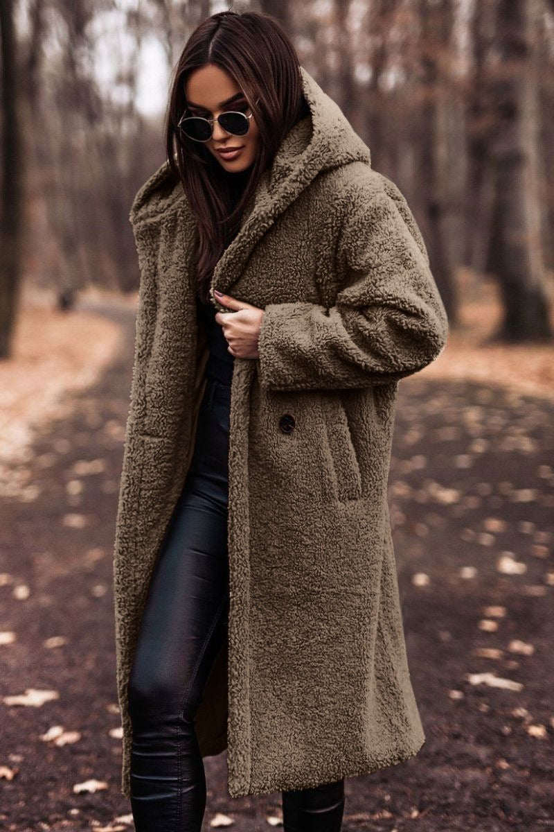 Hooded Oversized Wool Coat – Full Length Button Closure Winter Trench-Coats & Jackets-Urban Devyne-Grey-S-Urban Devyne