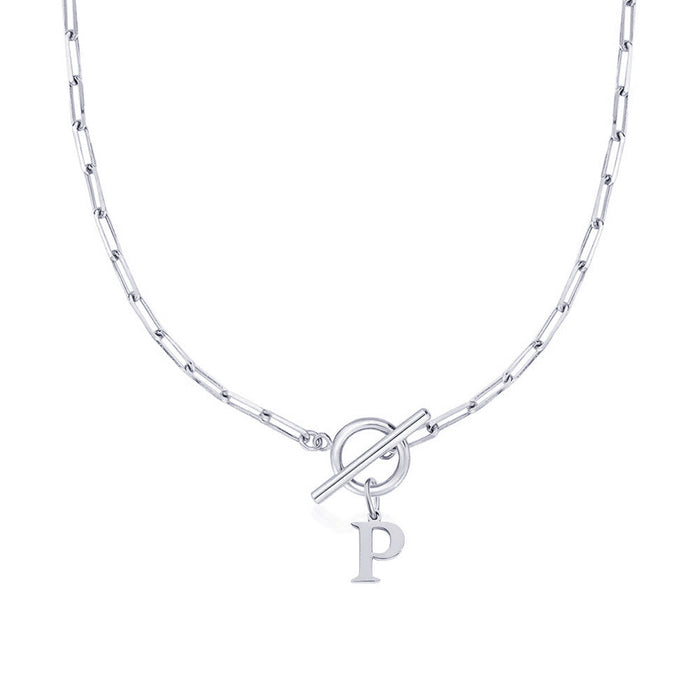 Emily Letter Initial Circle Lock Clasp Necklace