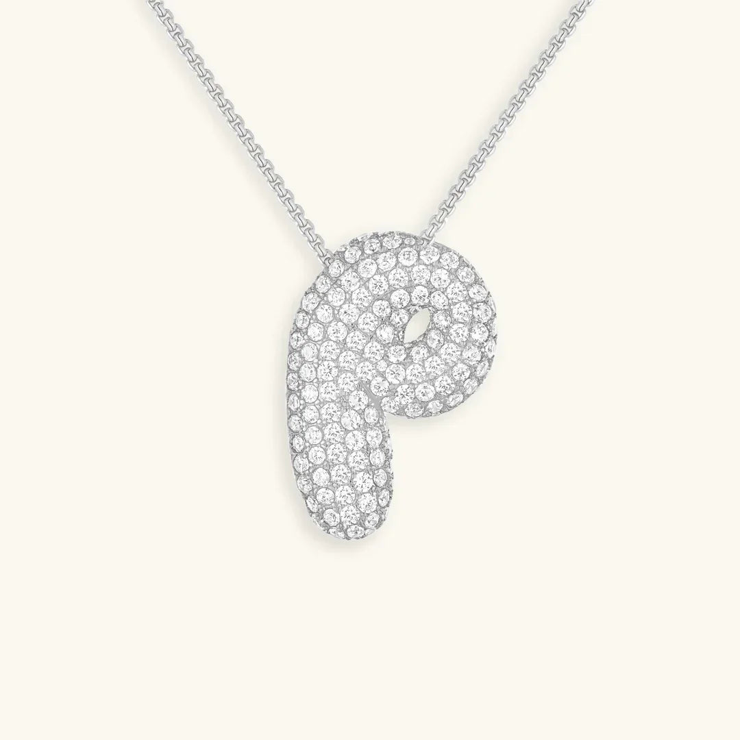 Initial Diamond Necklace with Bubble Design