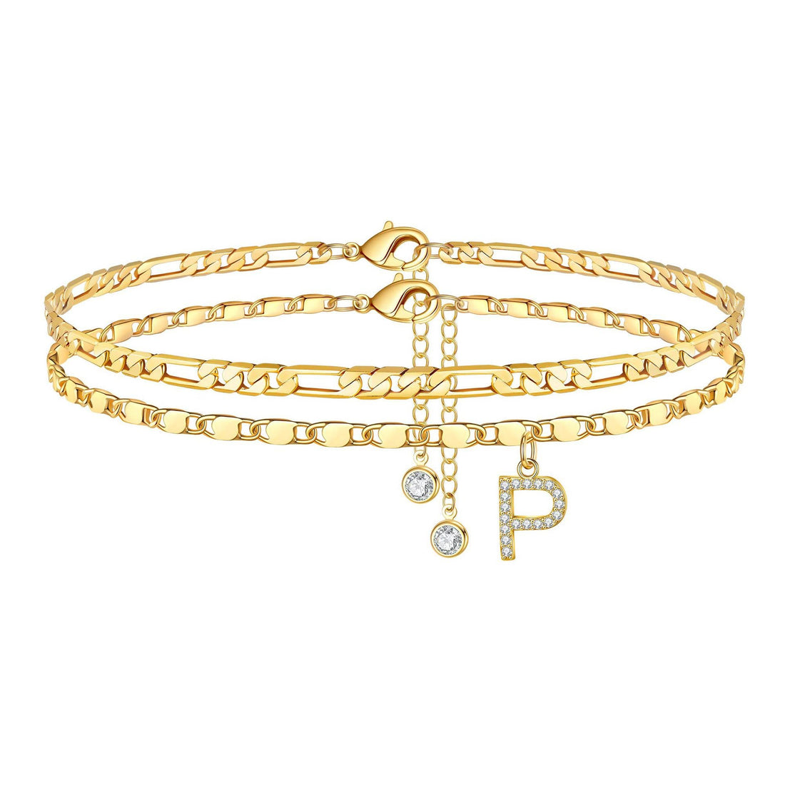Molly Letter Initial 14k Diamond Anklet