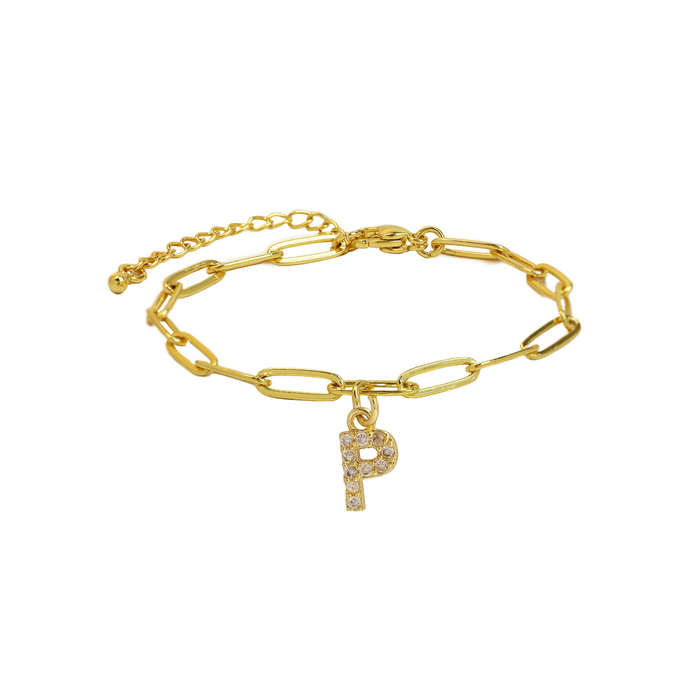 Natasha Paperclip Letter Initial Bracelet