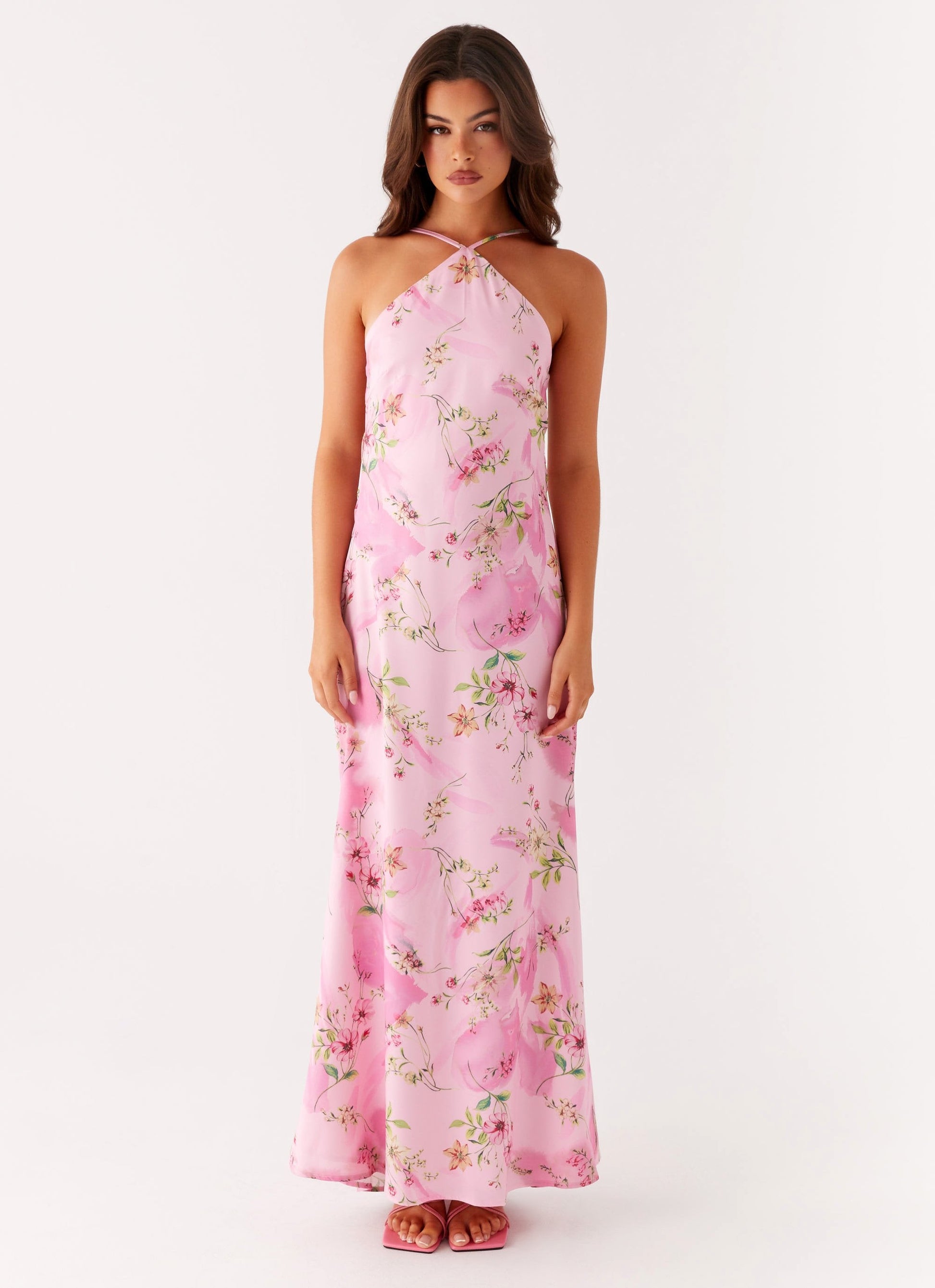 Rhea | Floral Chiffon Maxi Dress-Dresses-Urban Devyne-Urban Devyne