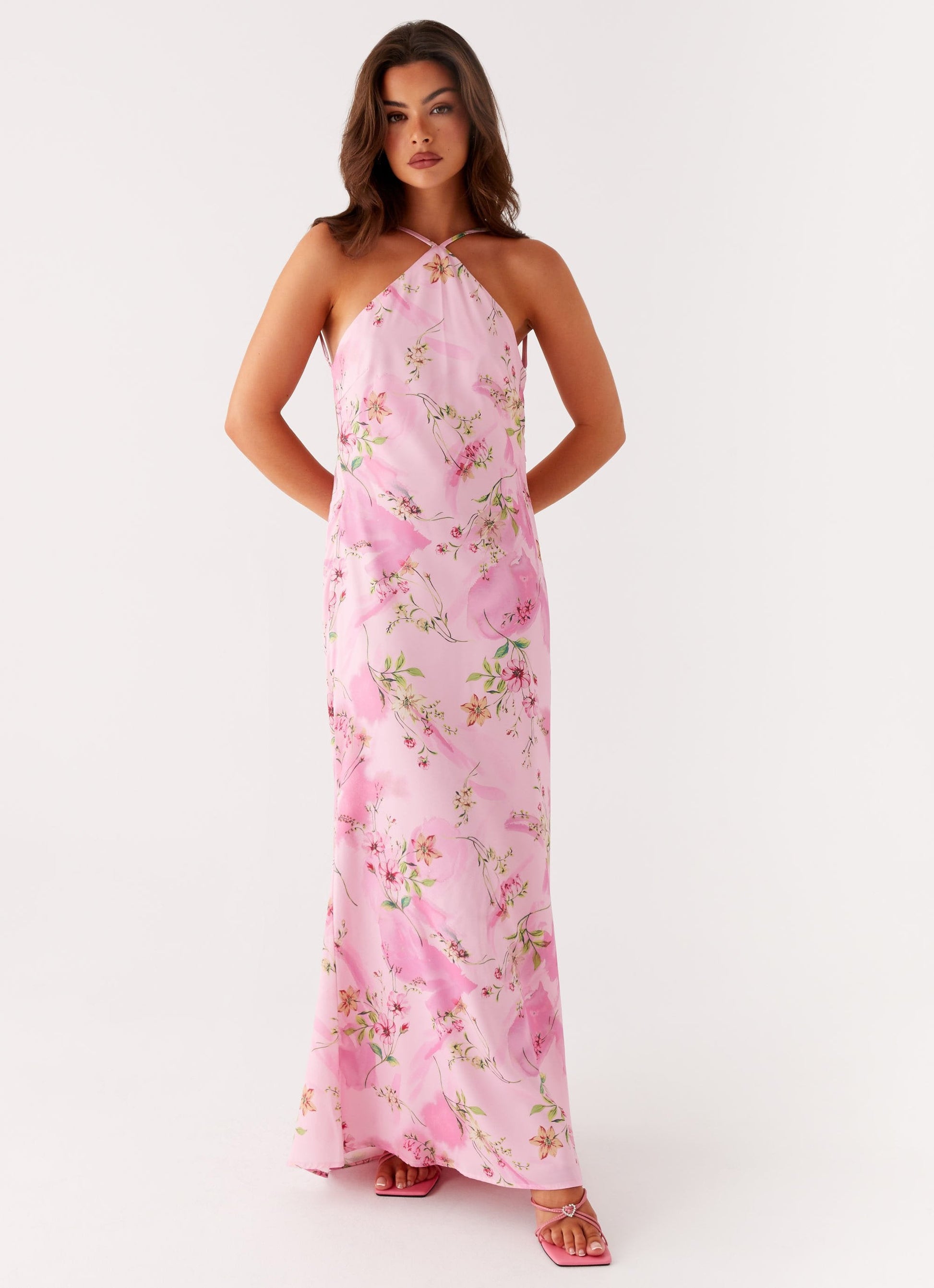 Rhea | Floral Chiffon Maxi Dress-Dresses-Urban Devyne-UK 4-Urban Devyne
