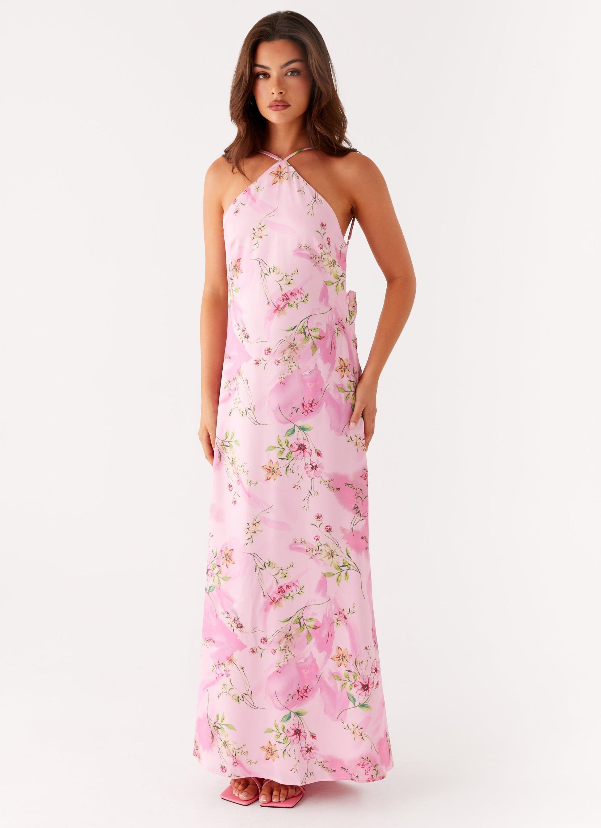 Rhea | Floral Chiffon Maxi Dress-Dresses-Urban Devyne-Urban Devyne
