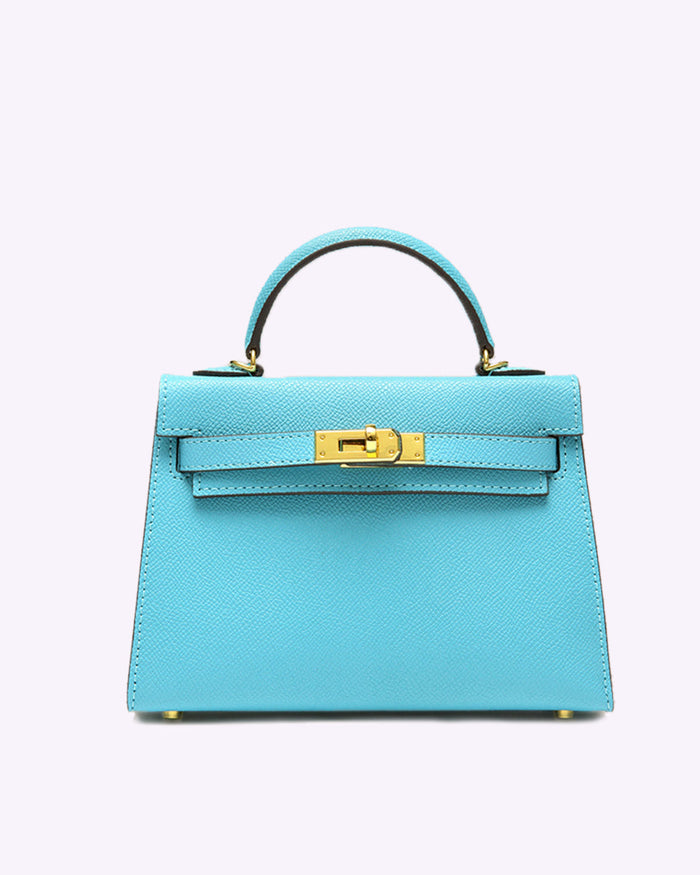 Karina | Petite Top-Handle Leather Handbag-Handbags-Urban Devyne-Baby Blue-Urban Devyne